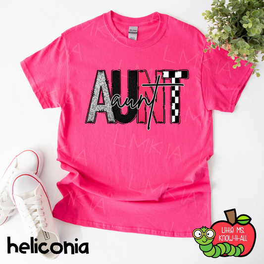 Pink Aunt Doodle Letter T-Shirt