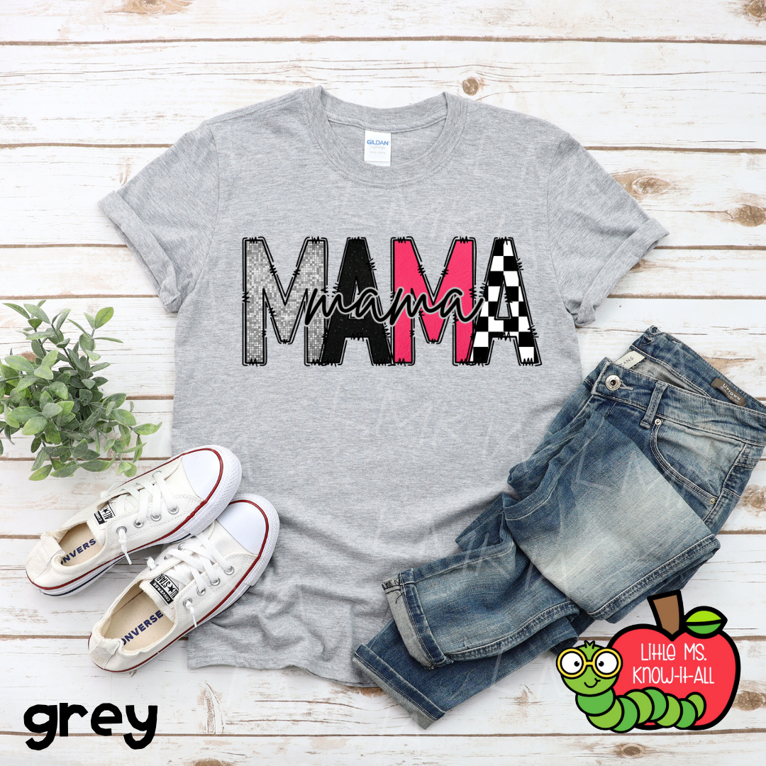 Pink Mama Doodle Letter T-Shirt