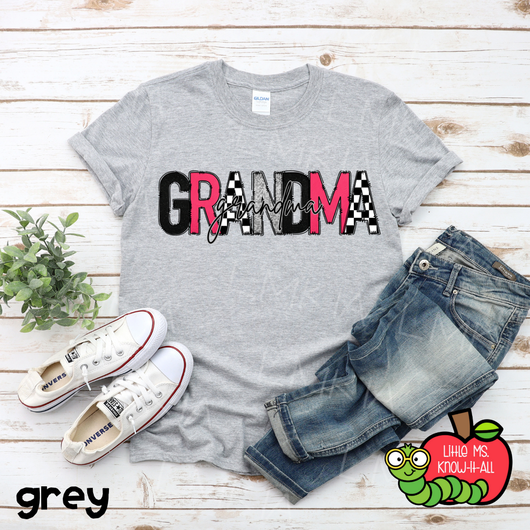 Pink Grandma Doodle Letter T-Shirt