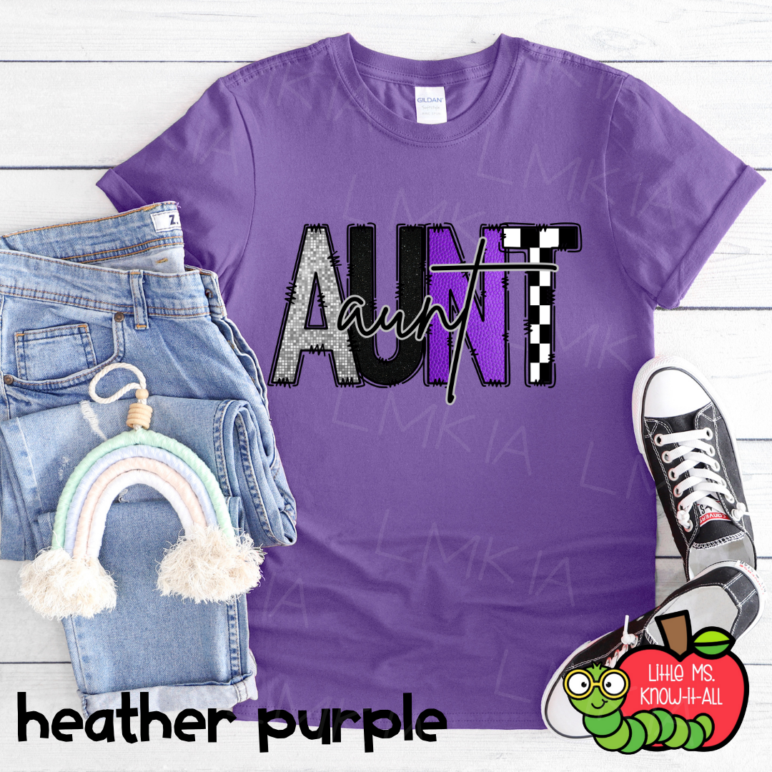 Purple Aunt Doodle Letter T-Shirt