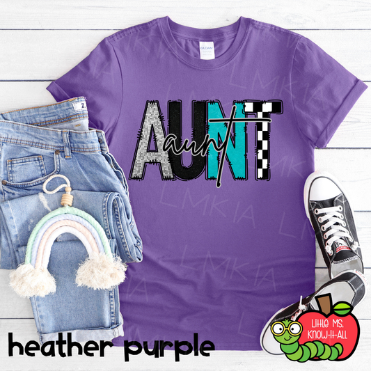 Turquoise Aunt Doodle Letter T-Shirt