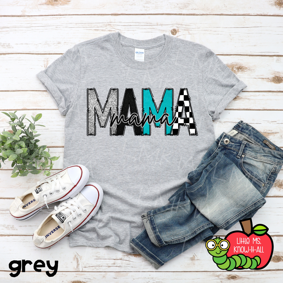 Turquoise Mama Doodle Letter T-Shirt