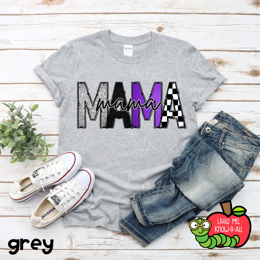 Purple Mama Doodle Letter T-Shirt