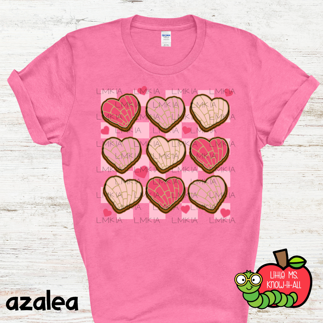 Checkered Concha Hearts Valentine's Day T-Shirt
