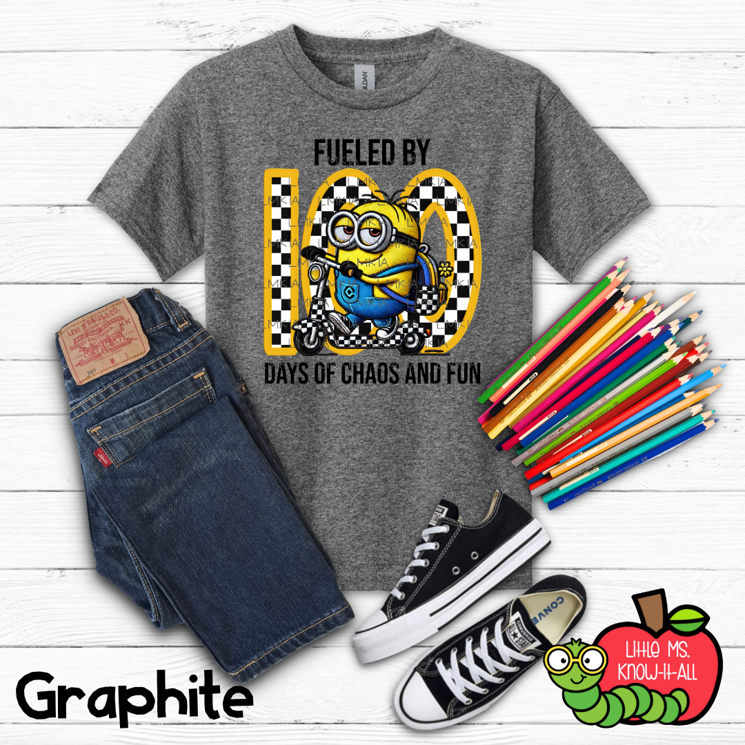 Fueled By 100 Days of Chaos and Fun Kids T-Shirt