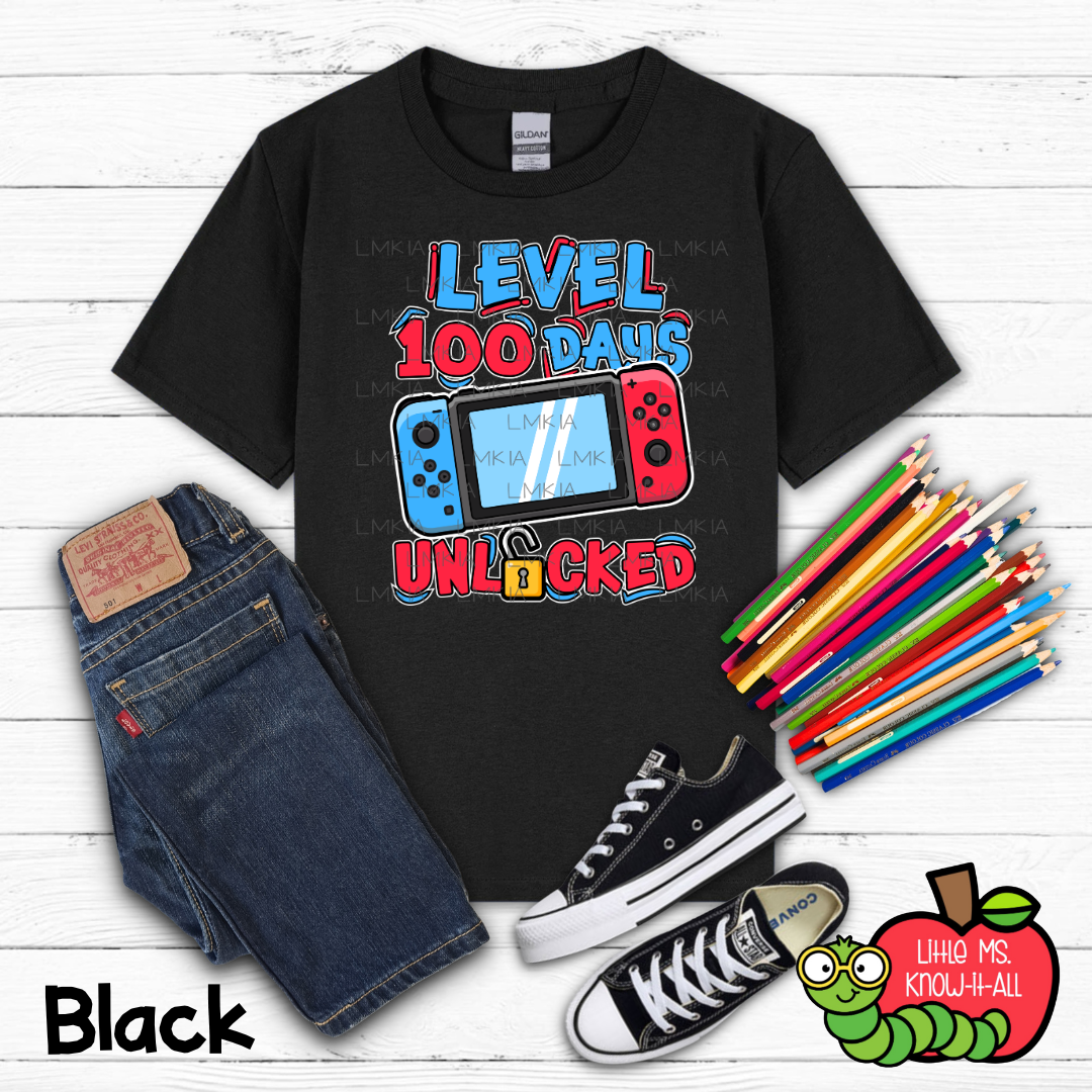 Level 100 Days Unlocked Kids T-Shirt