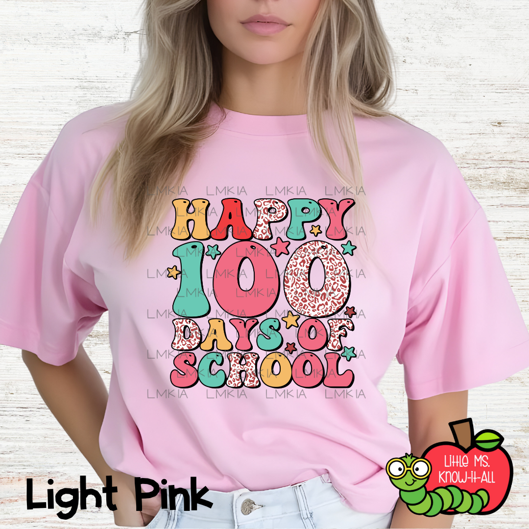 Happy 100 Days of School Leopard Print Adult T-Shirt