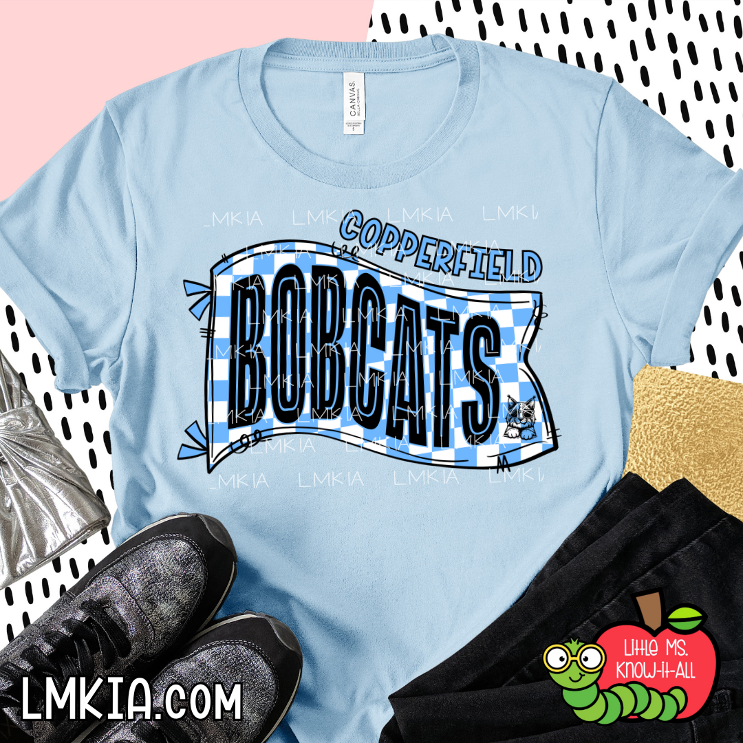Copperfield Bobcats Checkered Flag T-Shirt