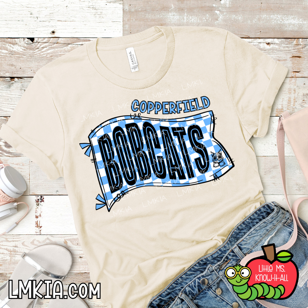 Copperfield Bobcats Checkered Flag T-Shirt