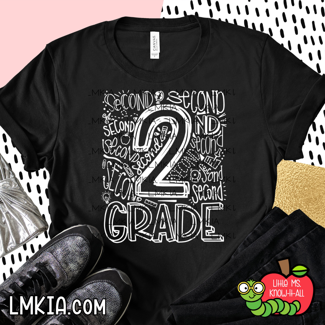Typography Collage Grade Level Teacher T-Shirt