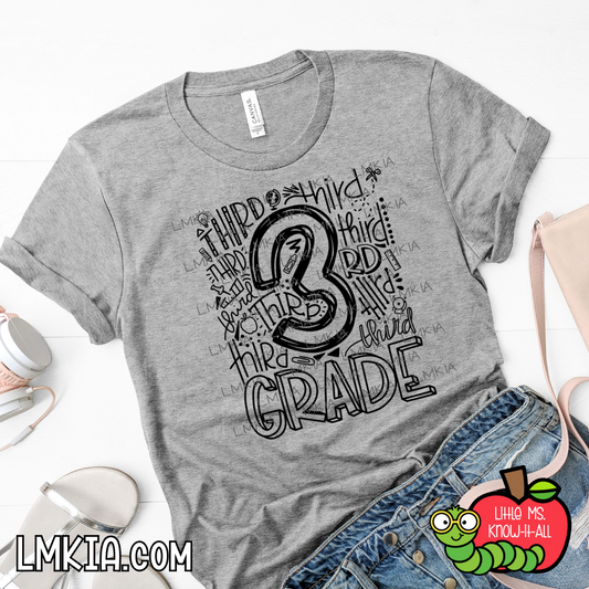 Typography Collage Grade Level Teacher T-Shirt