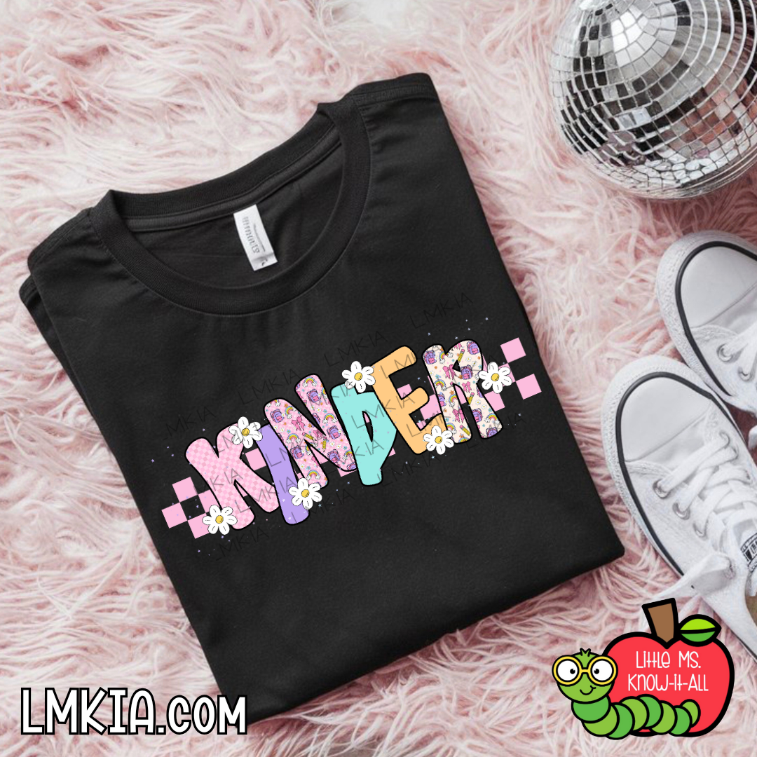 Checkered Pastel Doodle Grade Level T-Shirt