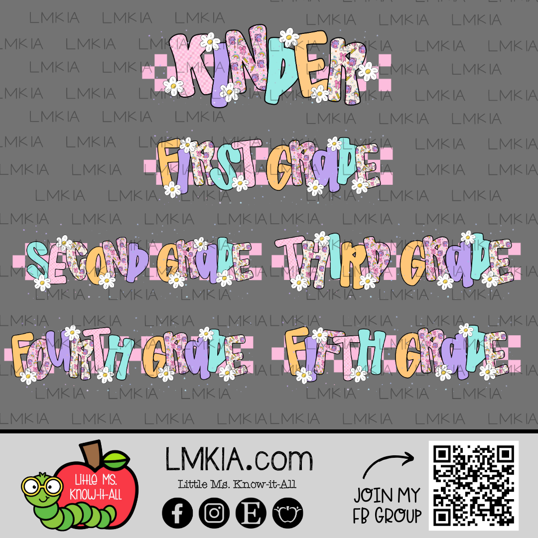 Checkered Pastel Doodle Grade Level T-Shirt