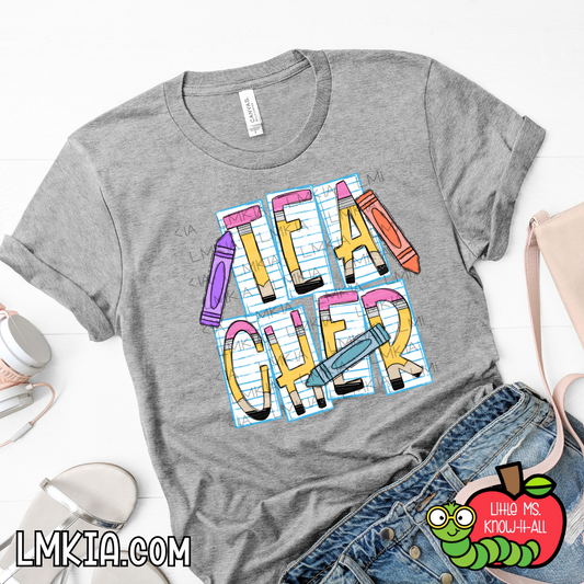 Teacher Pencil Crayon Doodles T-Shirt