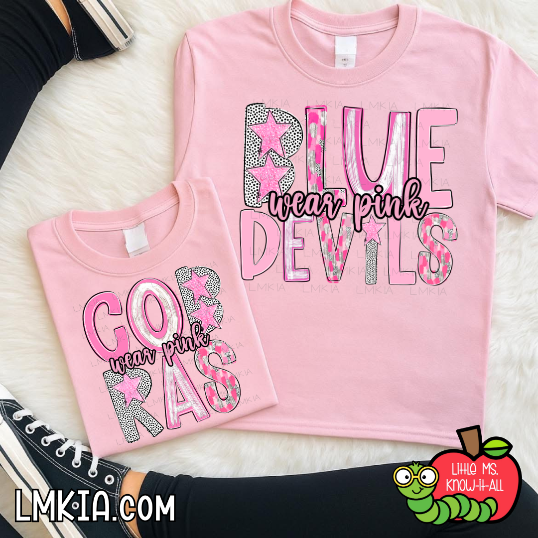 Custom Mascots Wear Pink T-Shirt