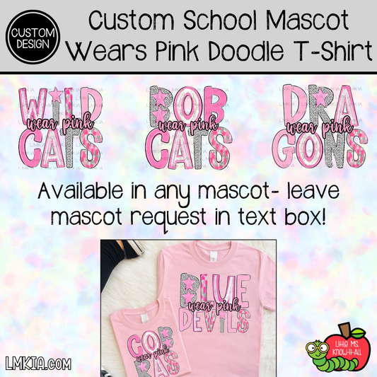 Custom Mascots Wear Pink T-Shirt