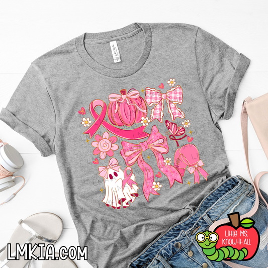 Fall Breast Cancer Awareness Ghost T-Shirt