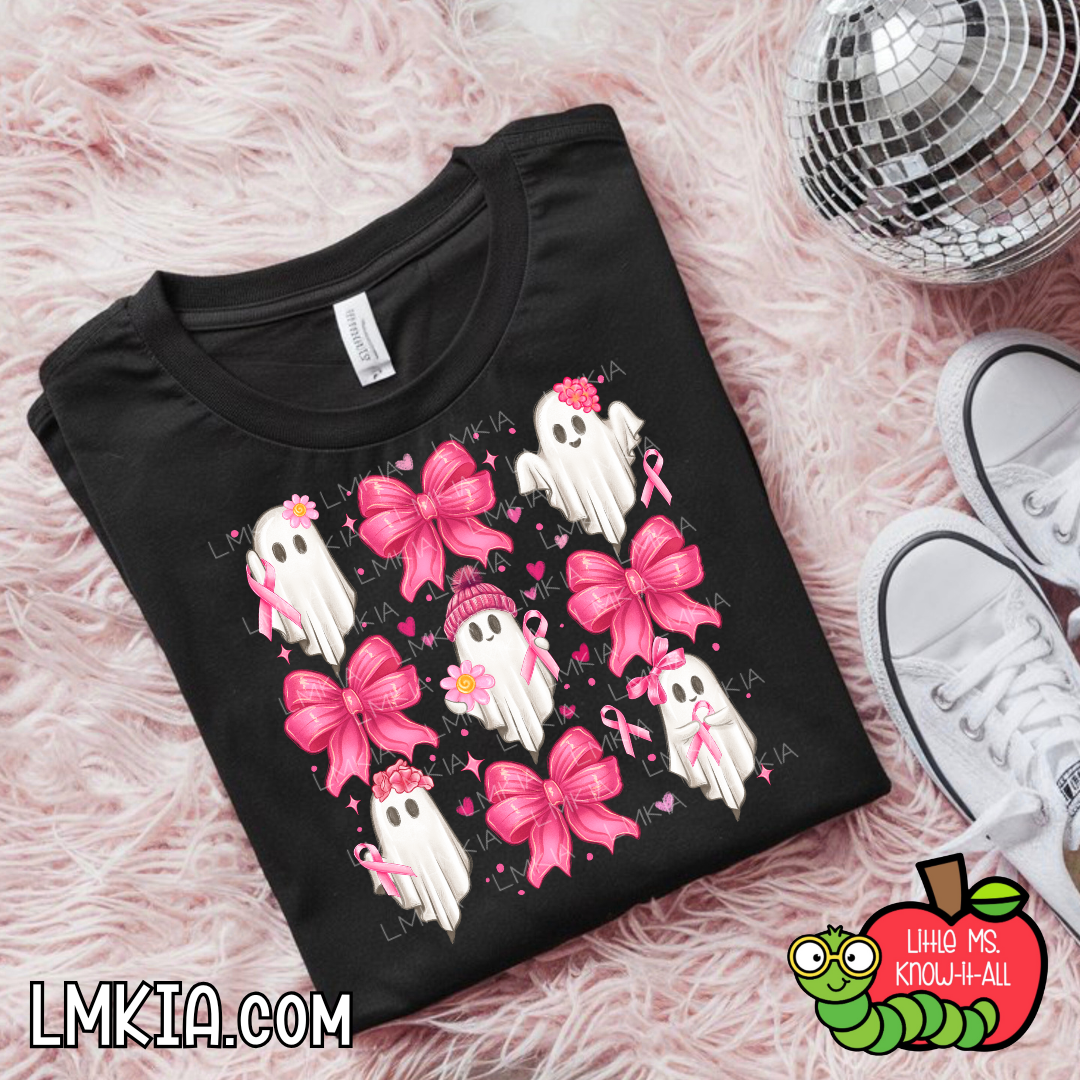 Breast Cancer Awareness Coquette Ghost T-Shirt