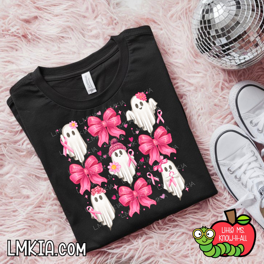 Breast Cancer Awareness Coquette Ghost T-Shirt