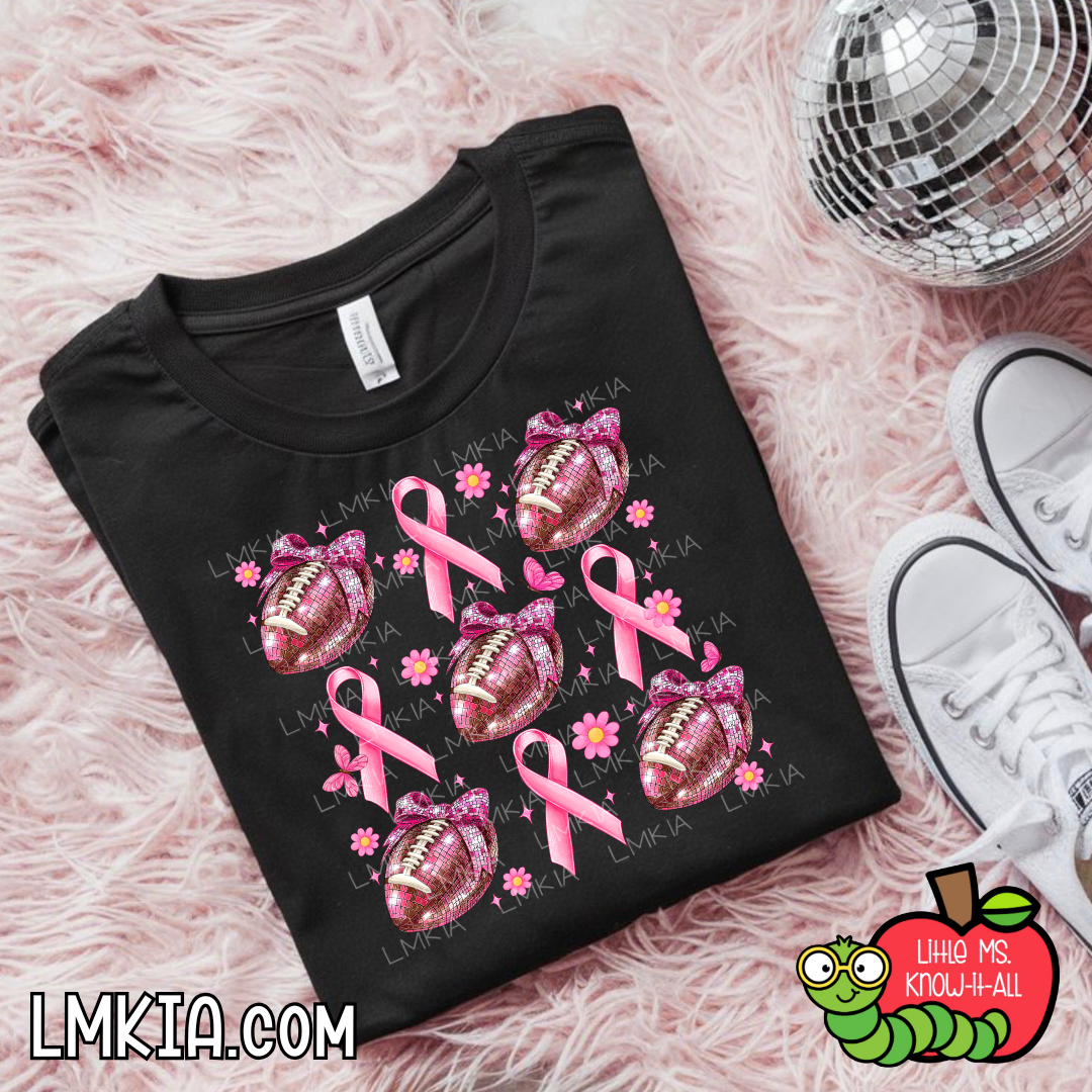 Breast Cancer Awareness Coquette Football T-Shirt