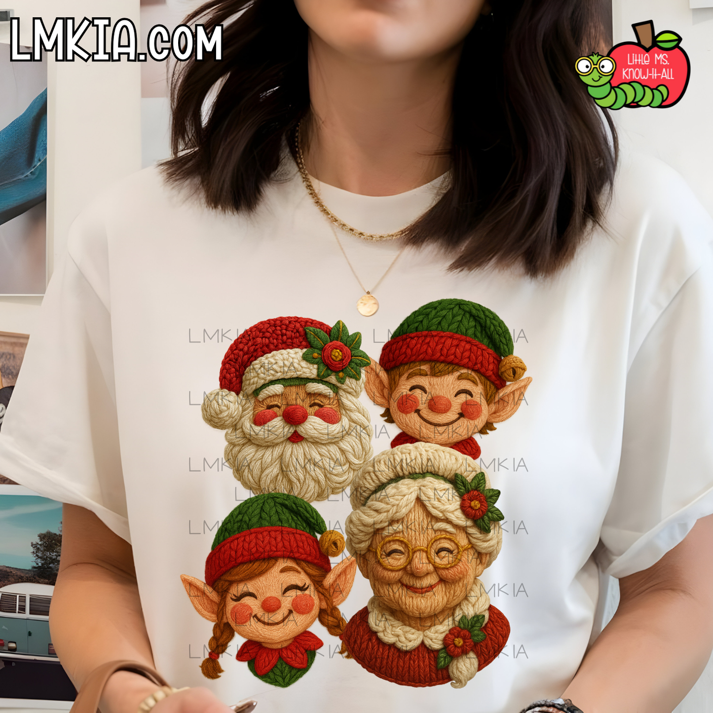 Faux Yarn Christmas Characters T-Shirt