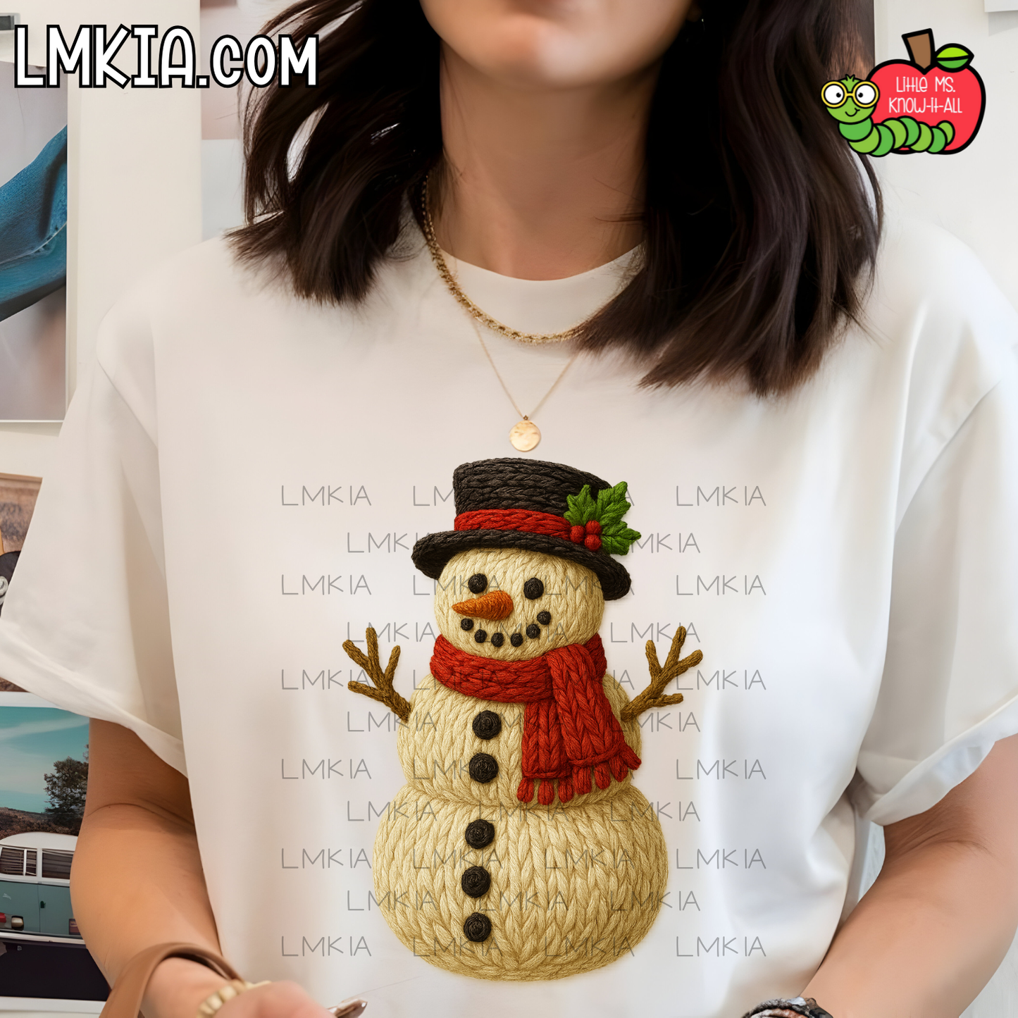 Faux Yarn Snowman T-Shirt