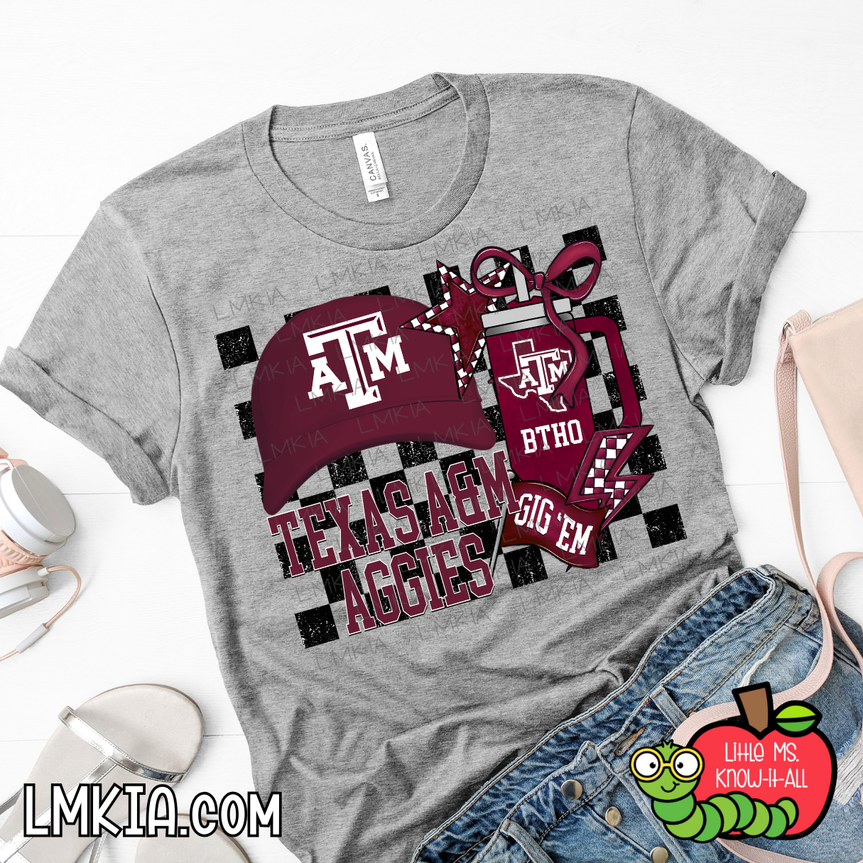 Checkered Texas College T-Shirt