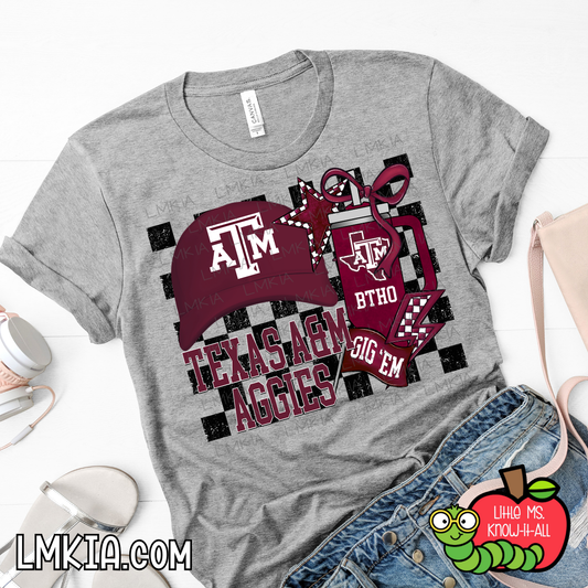 Checkered Texas College T-Shirt