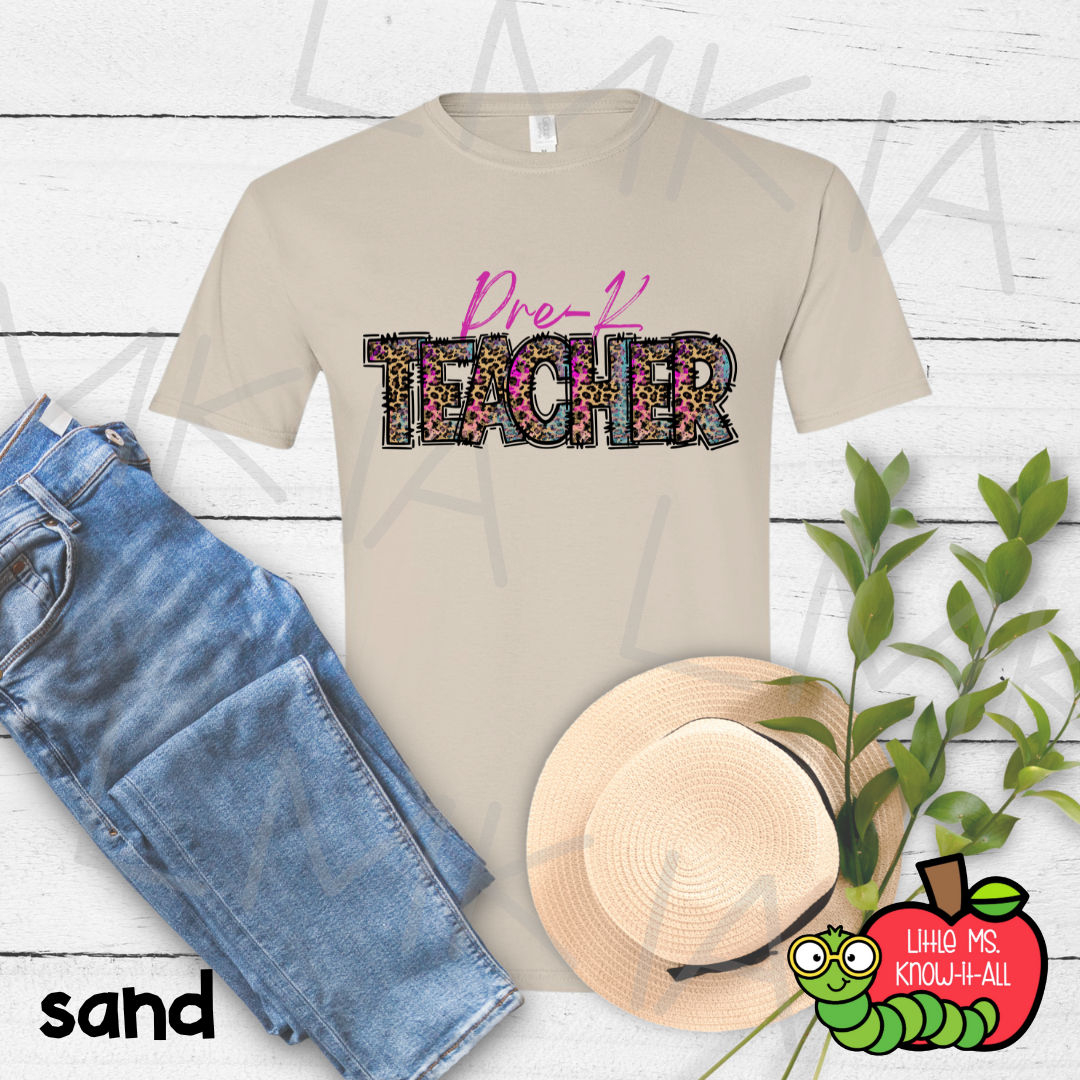 Leopard Teacher Grade Level T-Shirt
