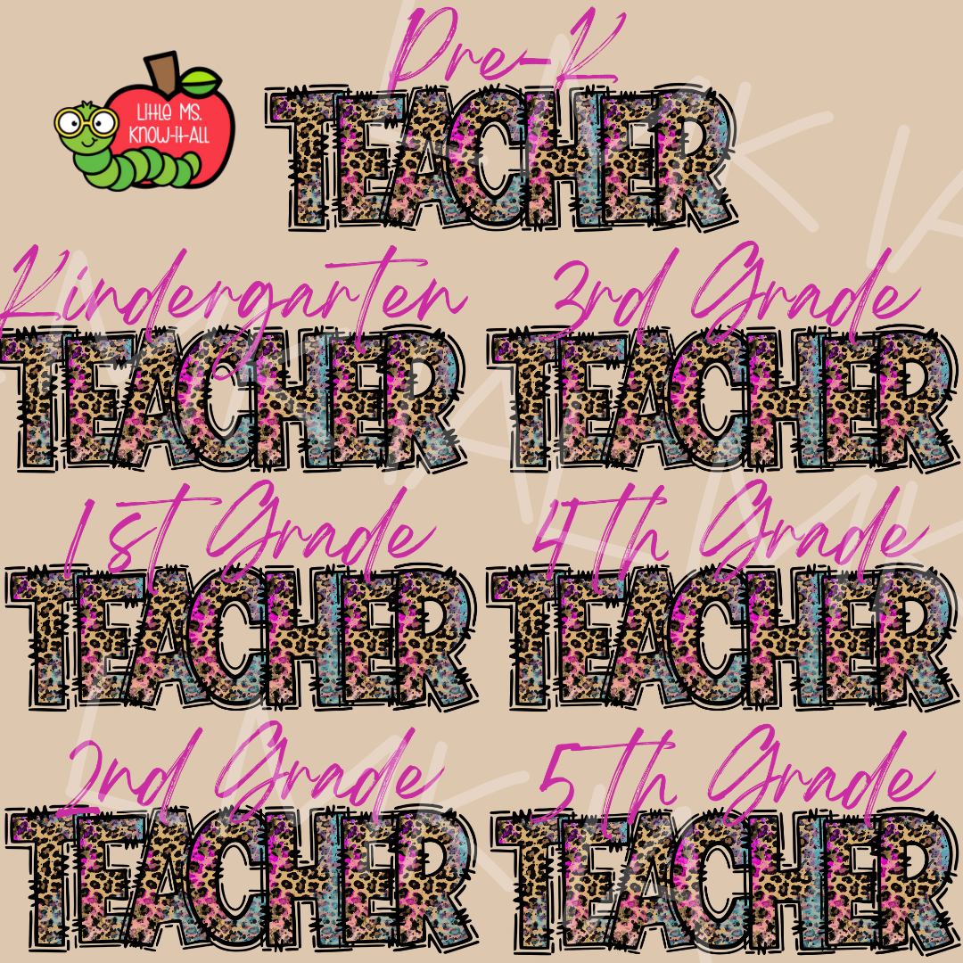 Leopard Teacher Grade Level T-Shirt