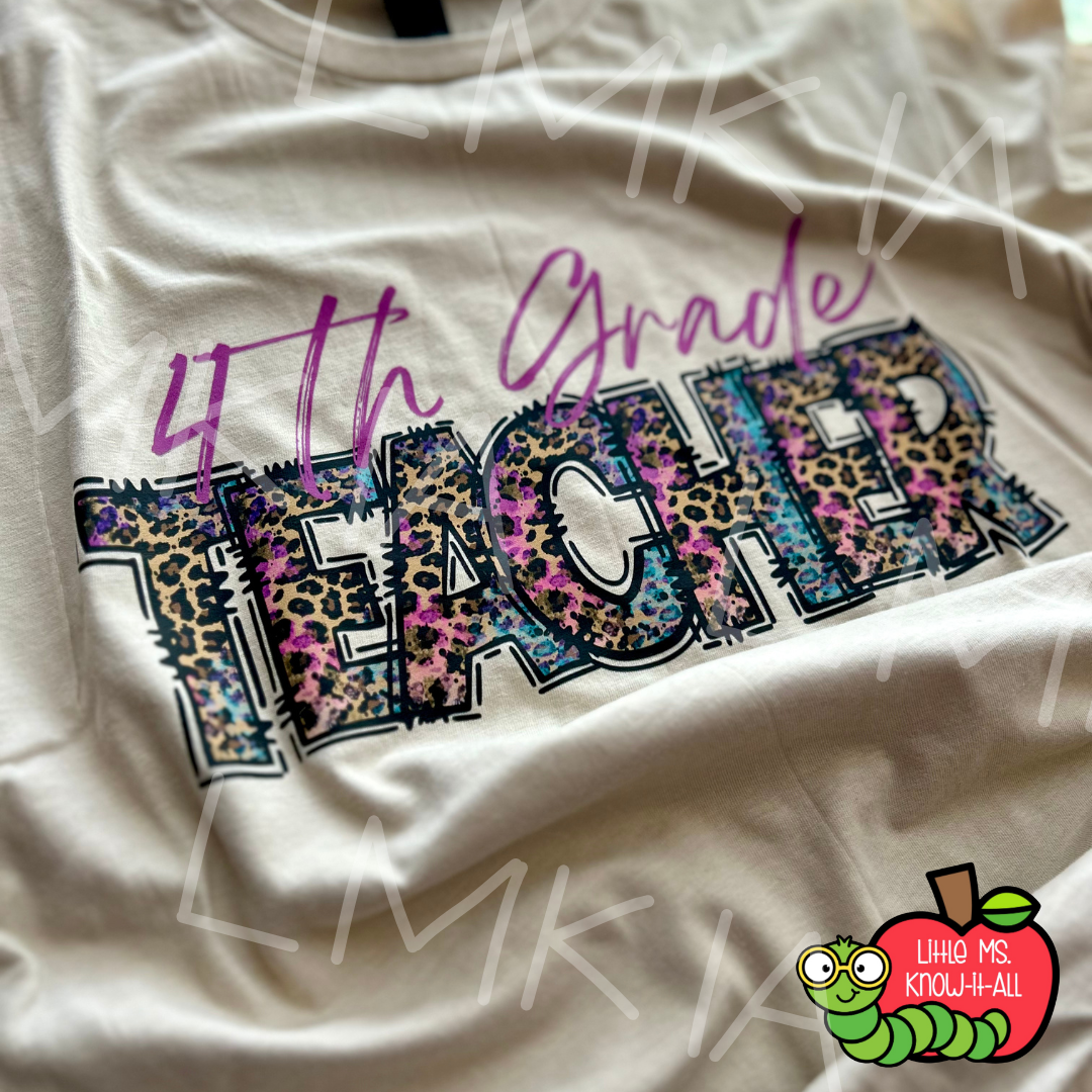Leopard Teacher Grade Level T-Shirt