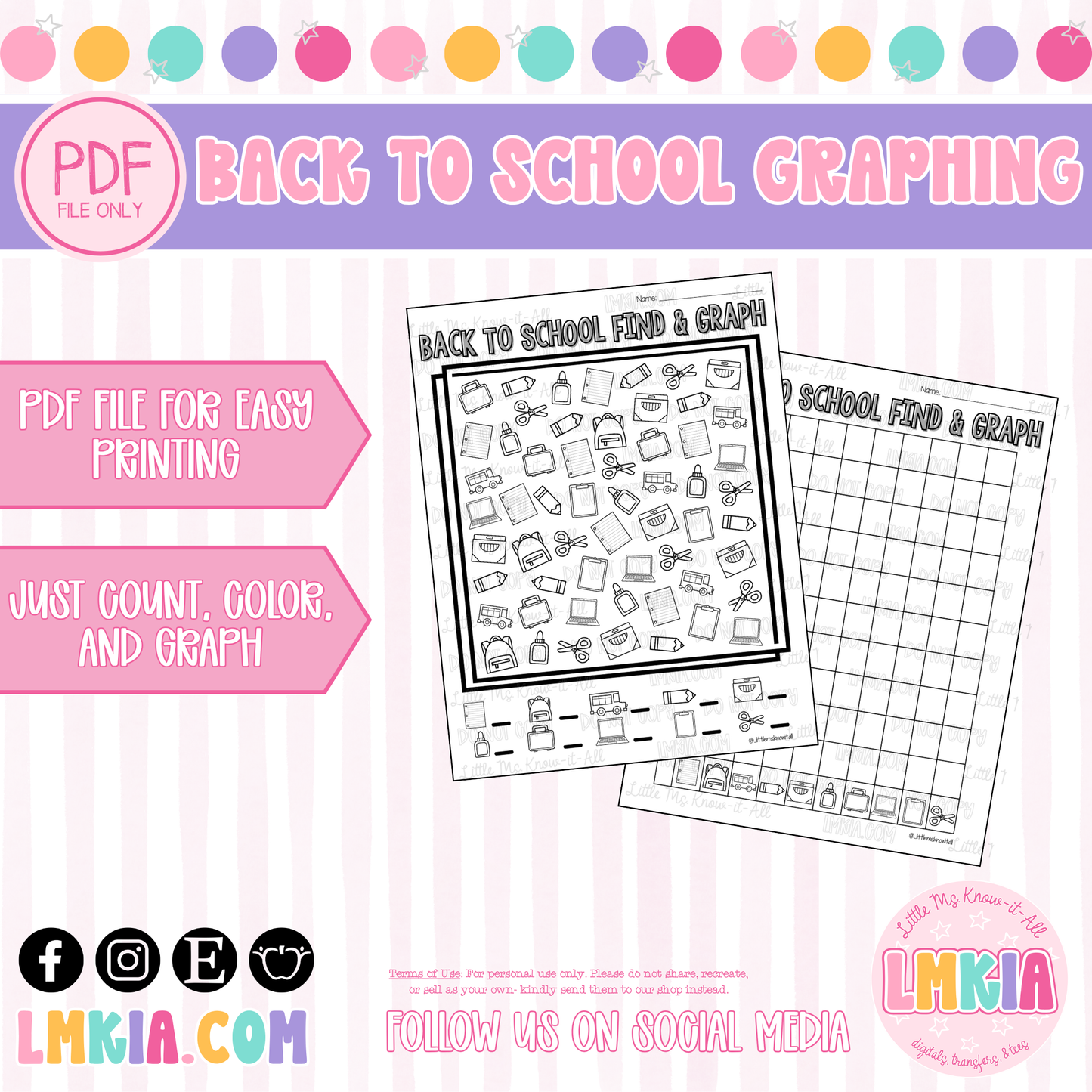 Back to School Find & Graph Printable Activity