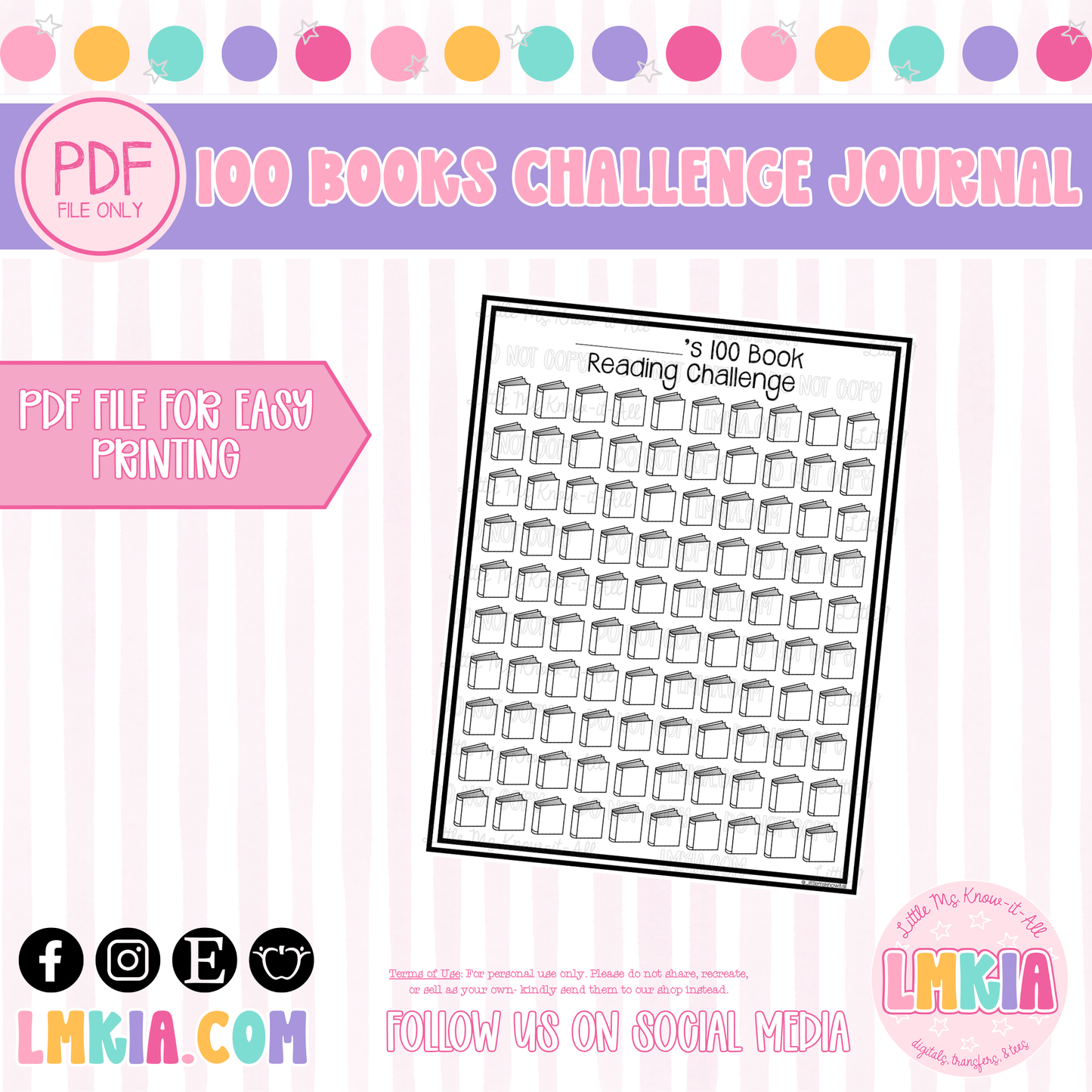 100 Books Reading Challenge Printable