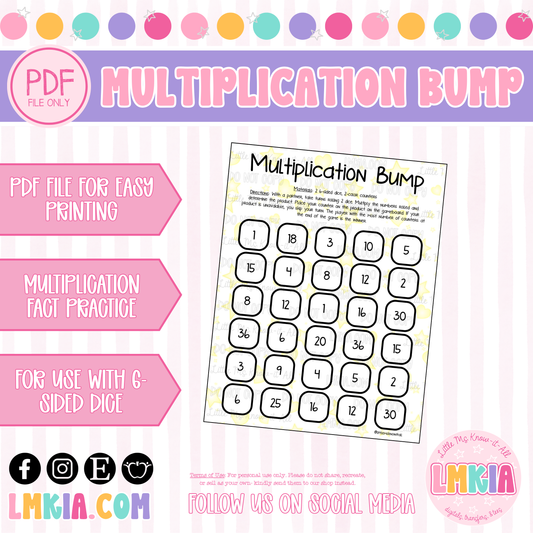 Multiplication Bump Math Fluency Game