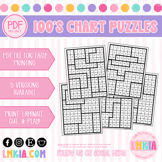 My Hundreds Chart Printable Digital Resource