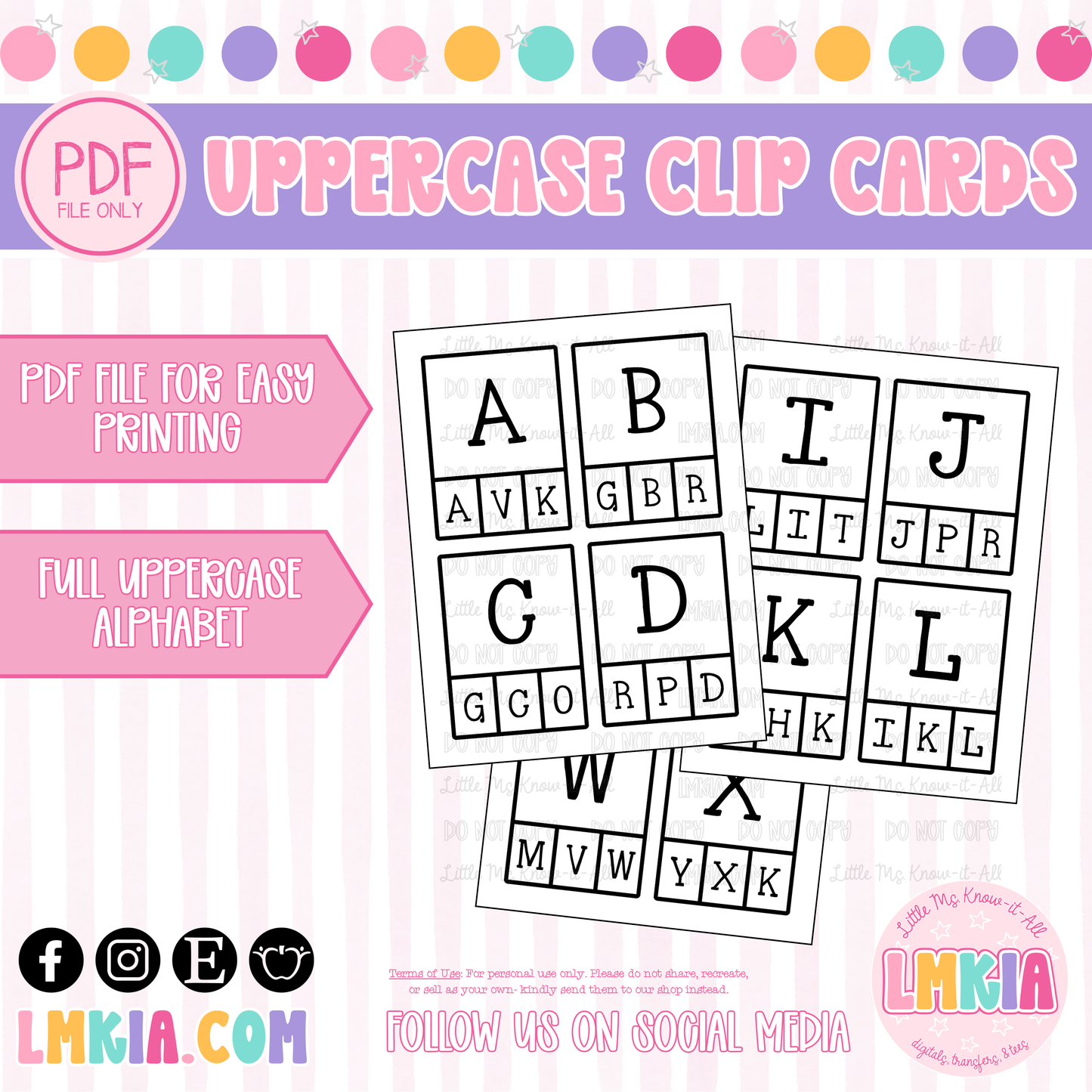 Uppercase Letter Printable Matching Clip Cards
