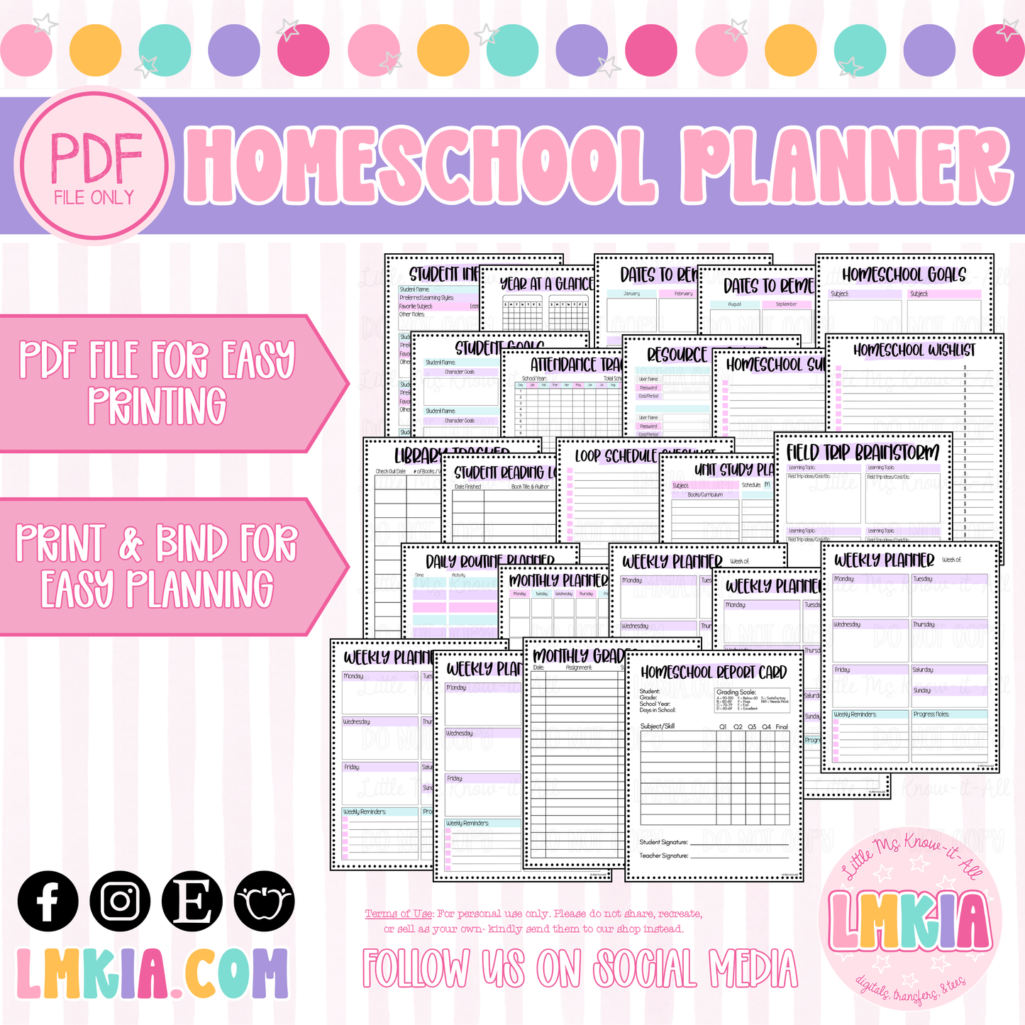 Homeschool Planner for Lesson Planning Teacher Binder Printable Bundle