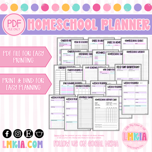 Homeschool Planner for Lesson Planning Teacher Binder Printable Bundle
