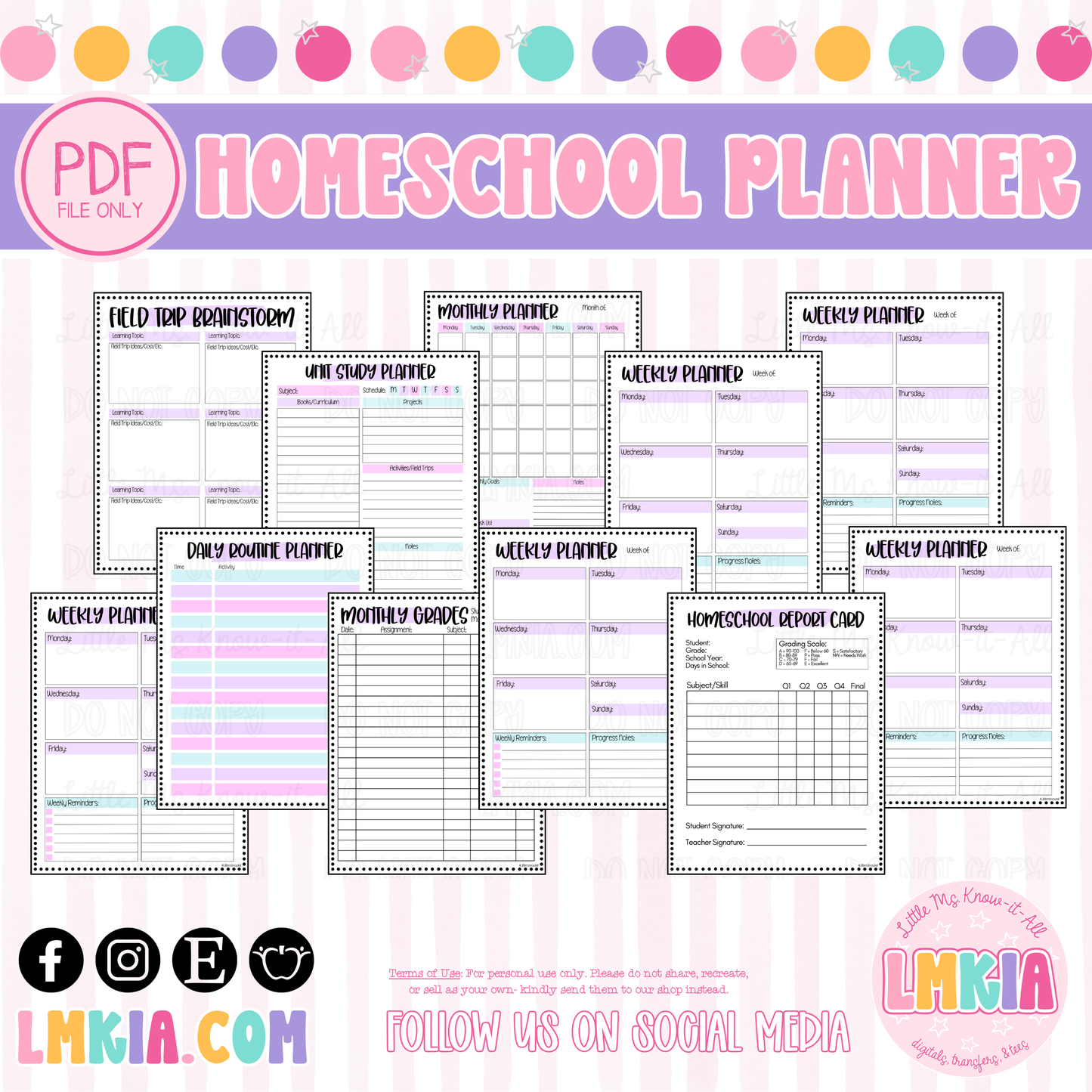 Homeschool Planner for Lesson Planning Teacher Binder Printable Bundle