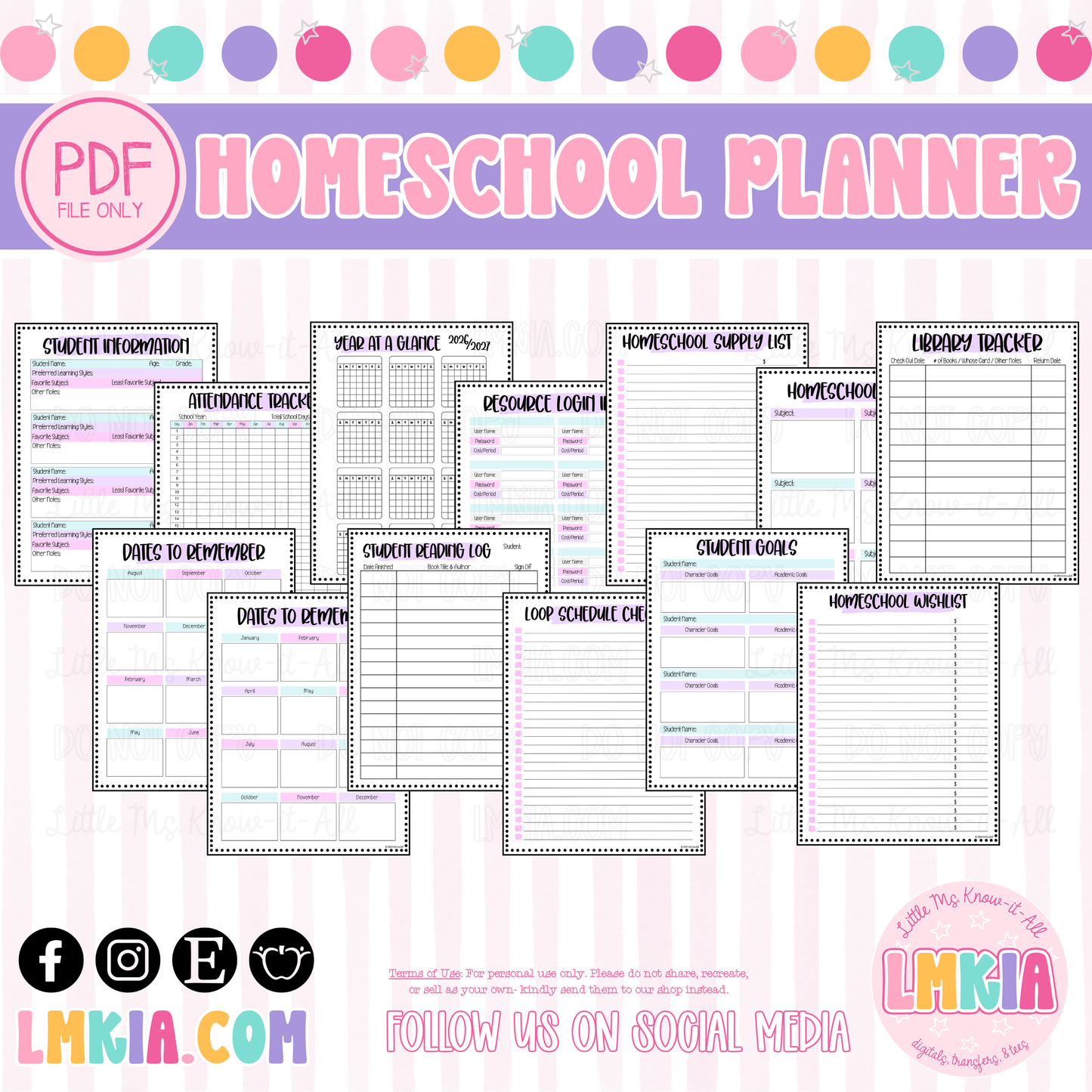Homeschool Planner for Lesson Planning Teacher Binder Printable Bundle