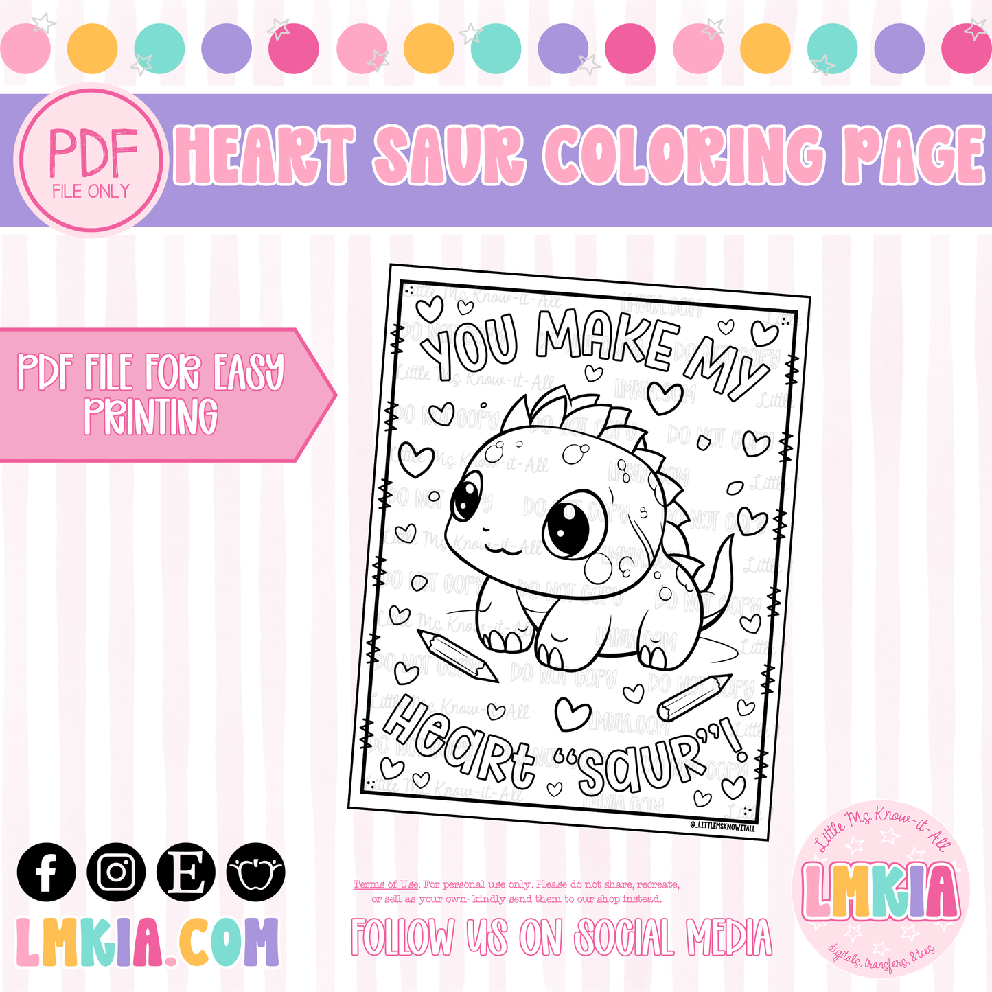 You Make My Heart Saur FREEBIE Printable Coloring Page
