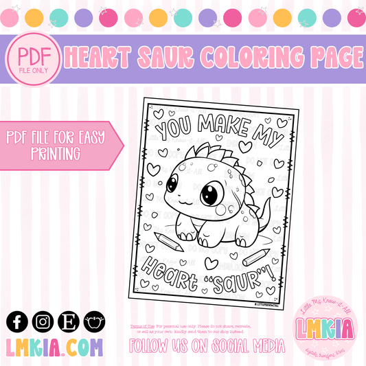 You Make My Heart Saur FREEBIE Printable Coloring Page