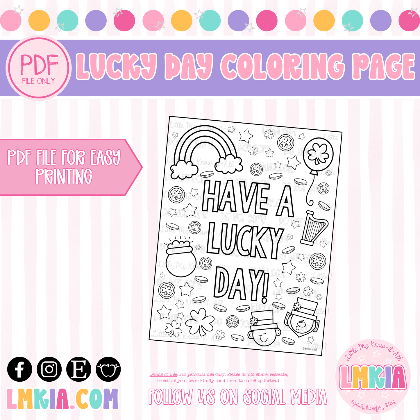 Have A Lucky Day FREEBIE Printable Coloring Page