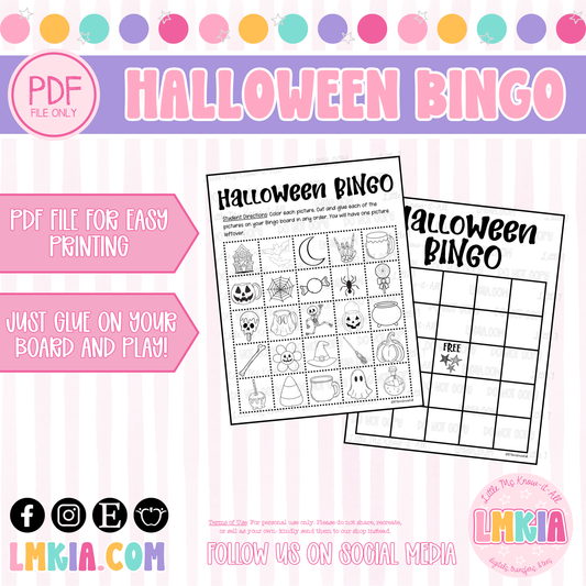 Halloween Bingo Board Printable