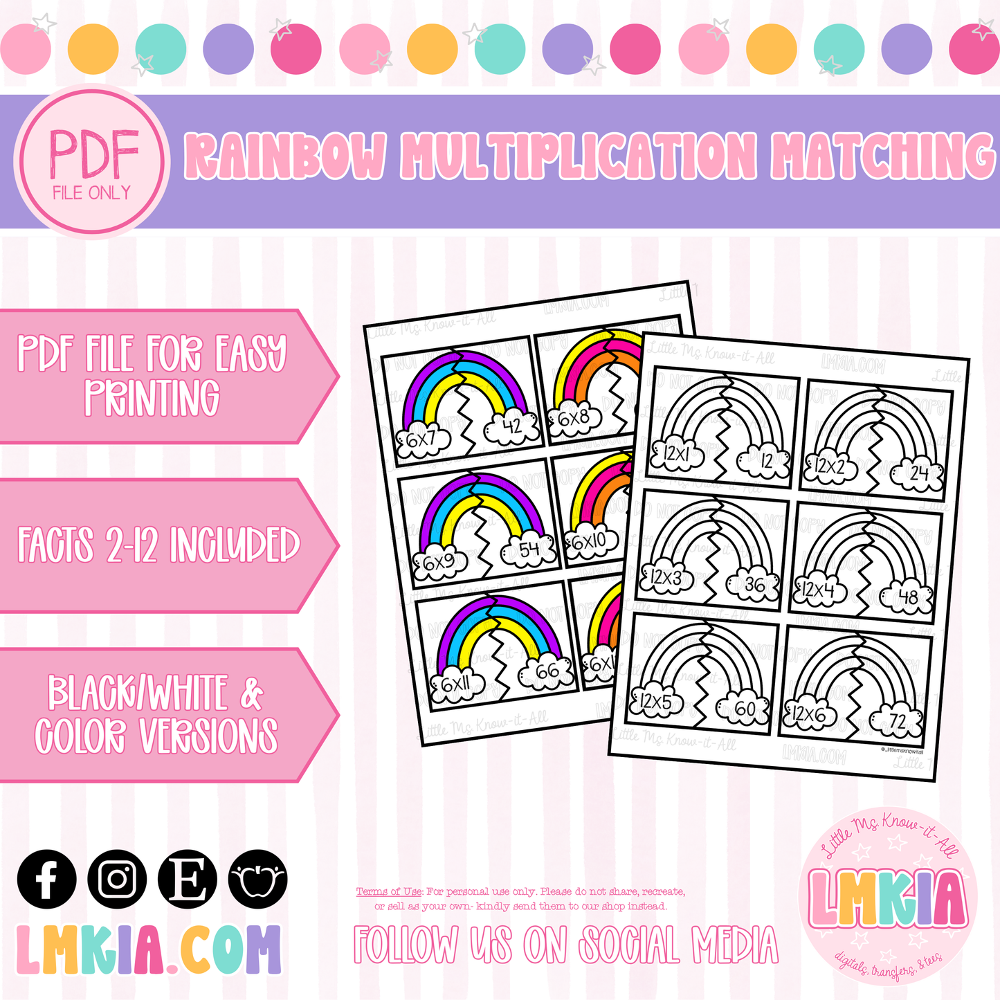 Multiplication Fact Printable Matching Puzzle Cards