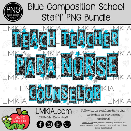 Blue Composition School Staff Digital Design PNG Bundle