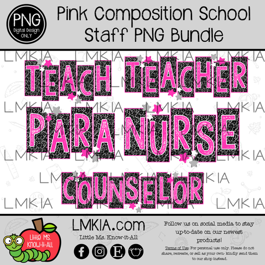 Pink Composition School Staff Digital Design PNG Bundle
