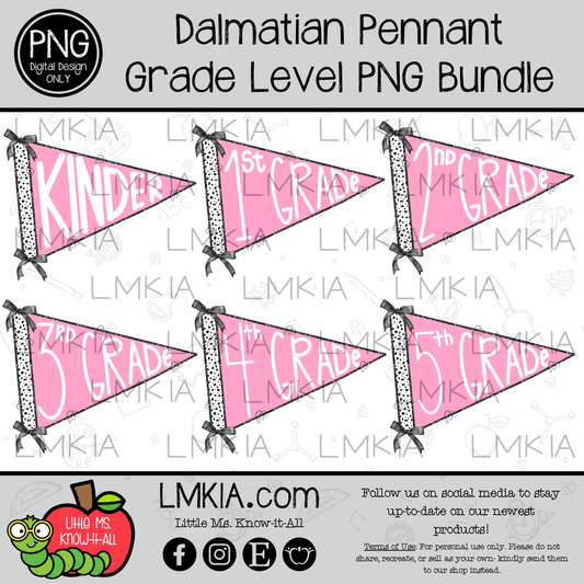 Coquette Dalmatian Pennant Grade Level Digital Design PNG Bundle