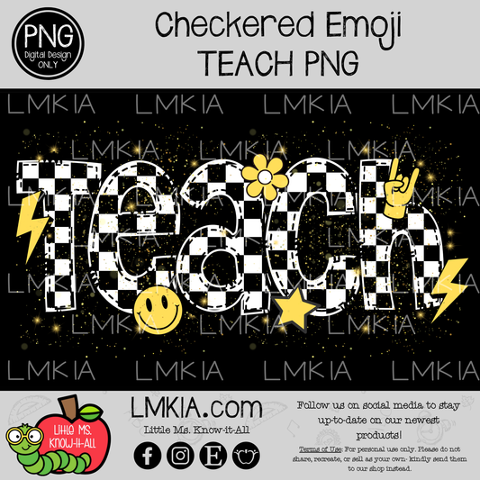 Checkered Emoji Teach Digital Design PNG