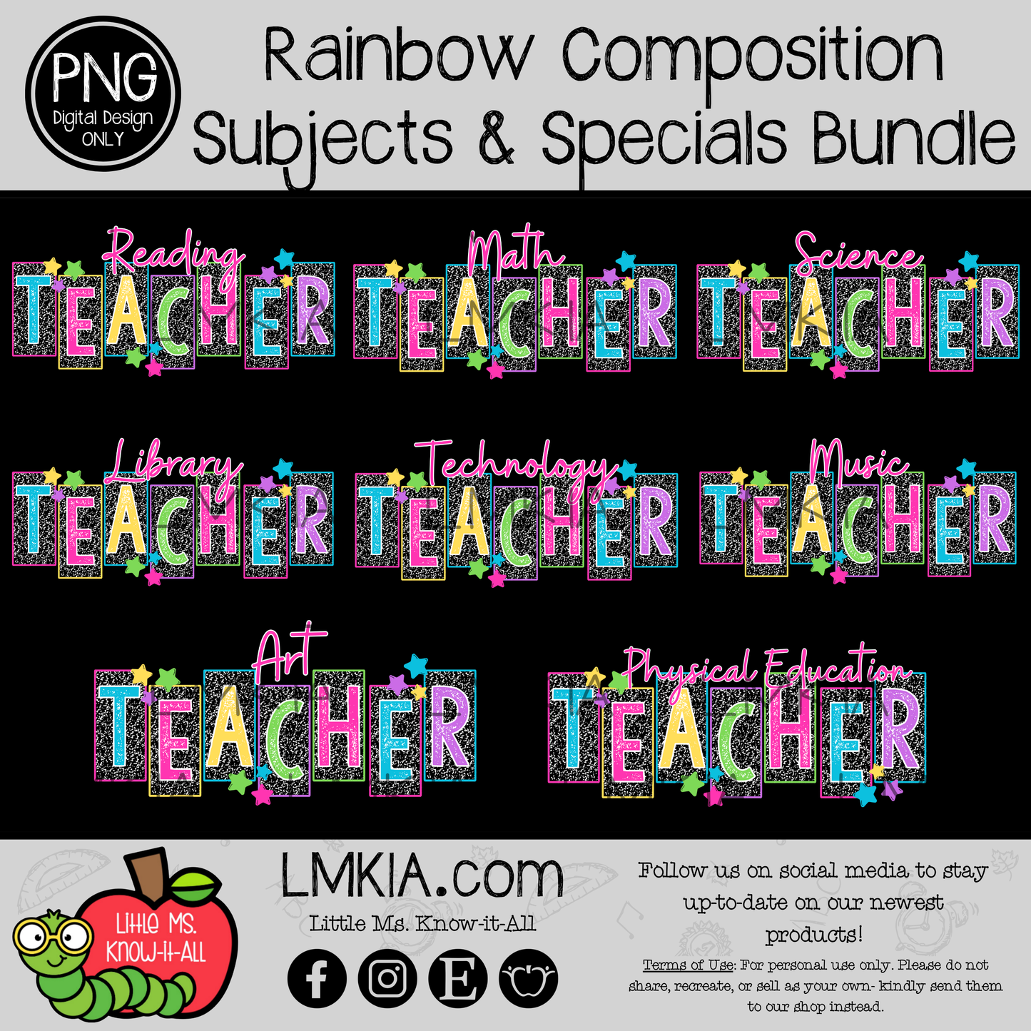 Rainbow Composition Subjects and Specials Digital Design PNG Bundle